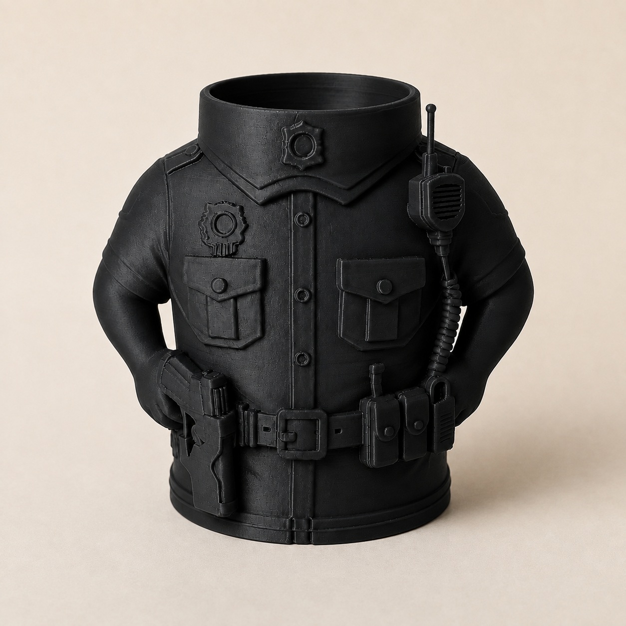 Porta-Canetas Policial em Uniforme Criandê Preto