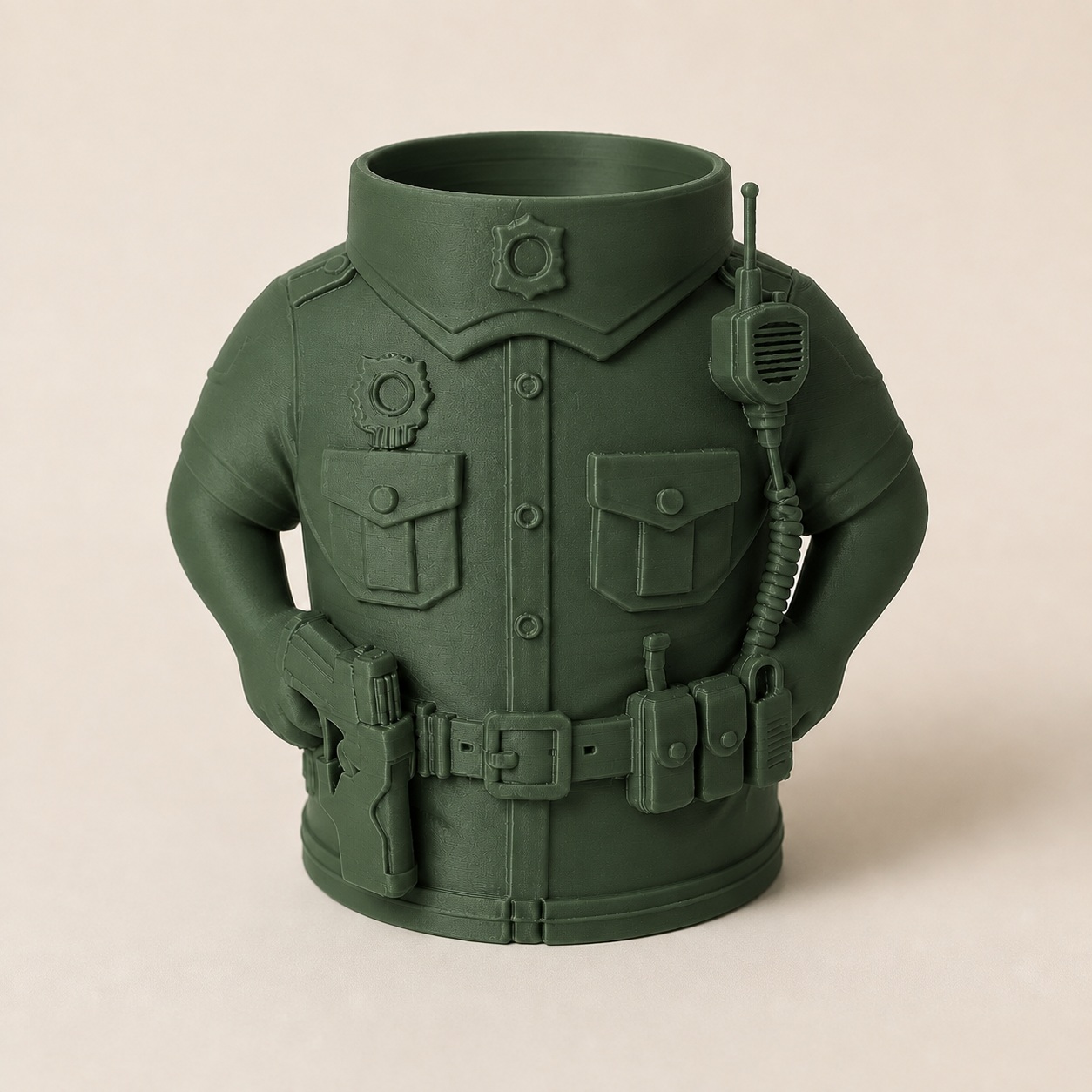 Porta-Canetas Policial em Uniforme Criandê Verde