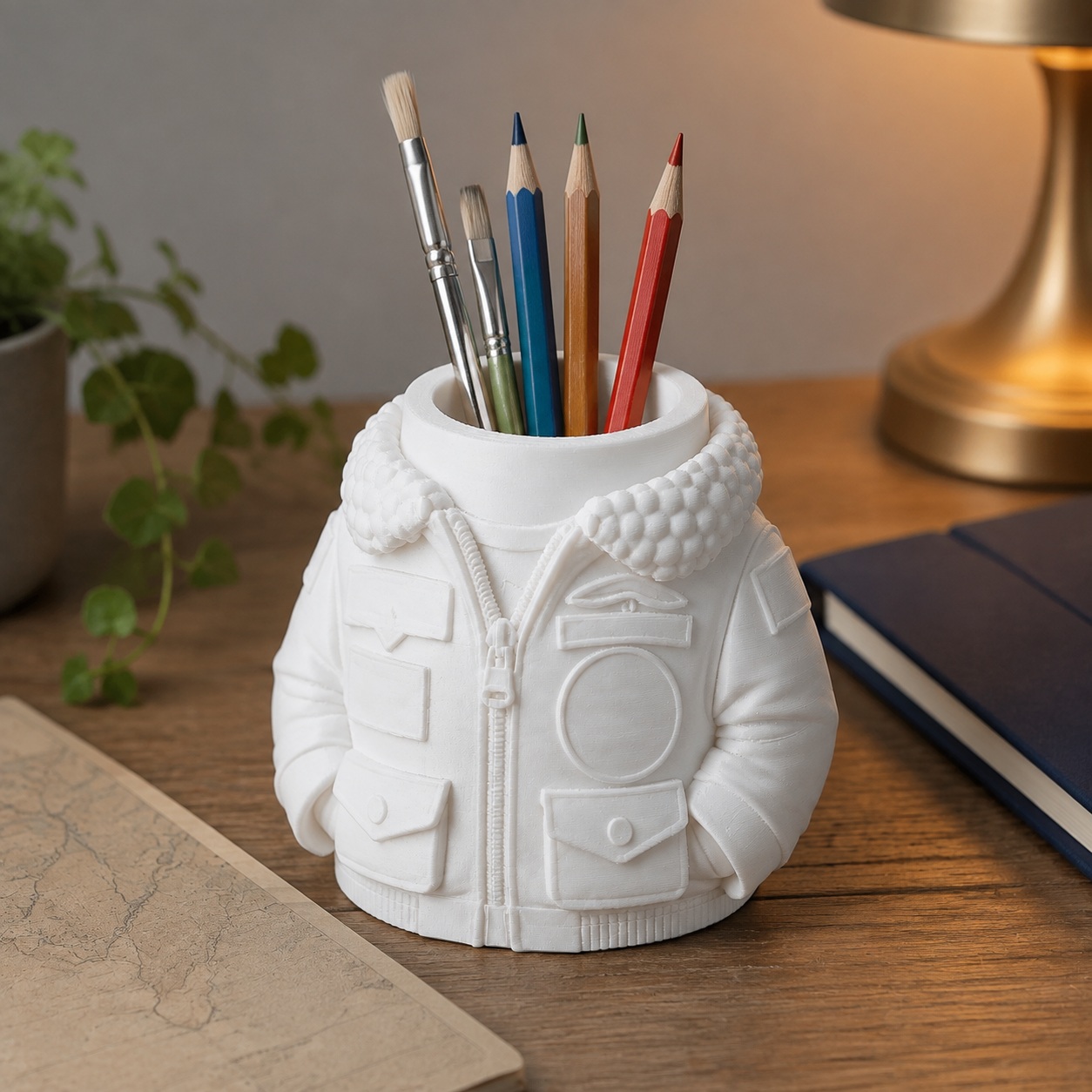 Porta-Canetas Jaqueta de Aviador Criandê Branco