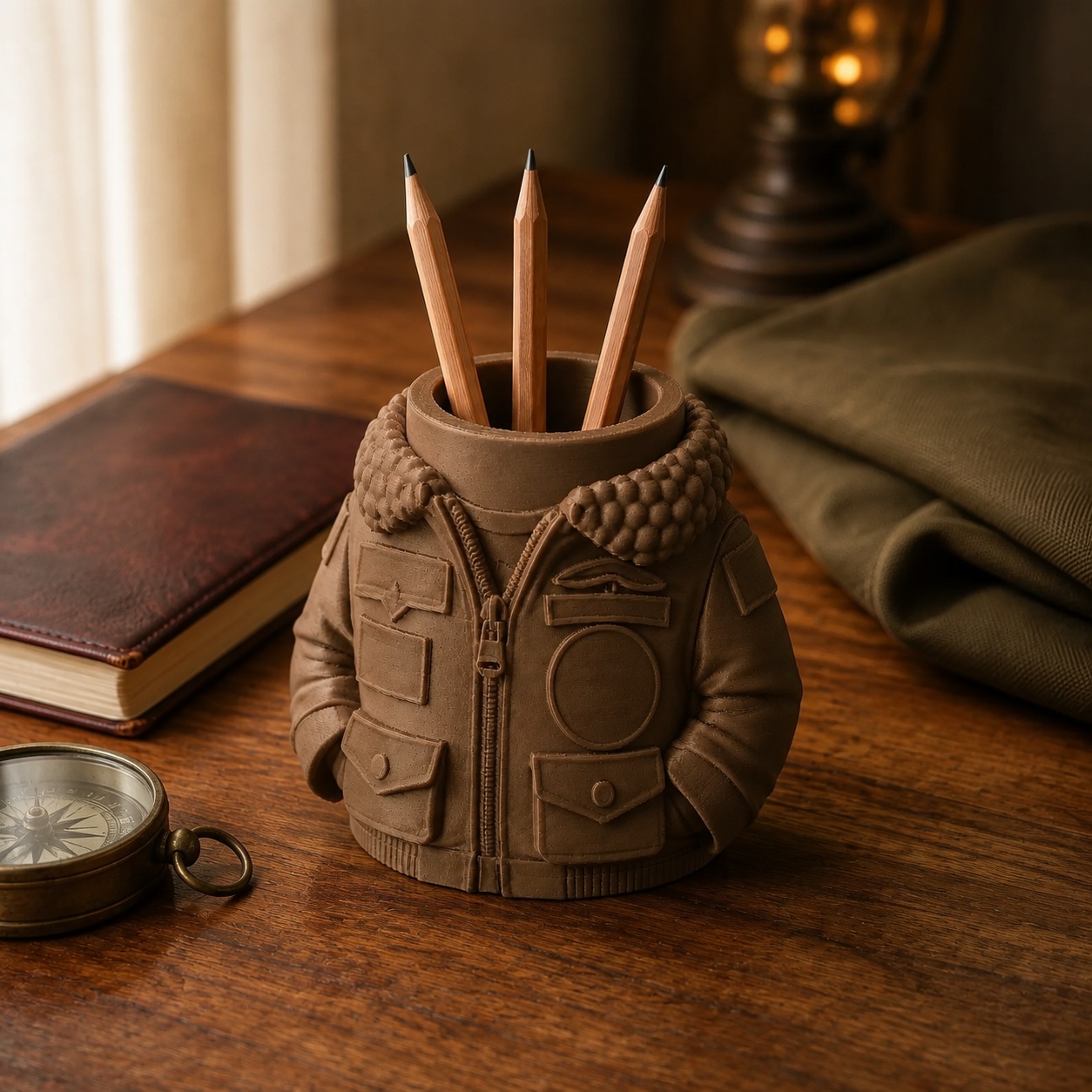 Porta-Canetas Jaqueta de Aviador Criandê Wood