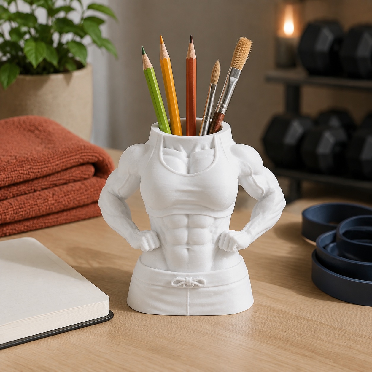 Porta-Canetas Corpo Fitness Feminino Criandê Branco