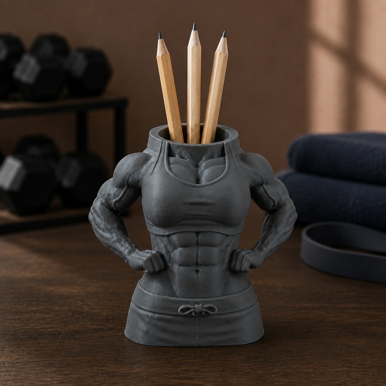 Porta-Canetas Corpo Fitness Feminino Criandê Cinza