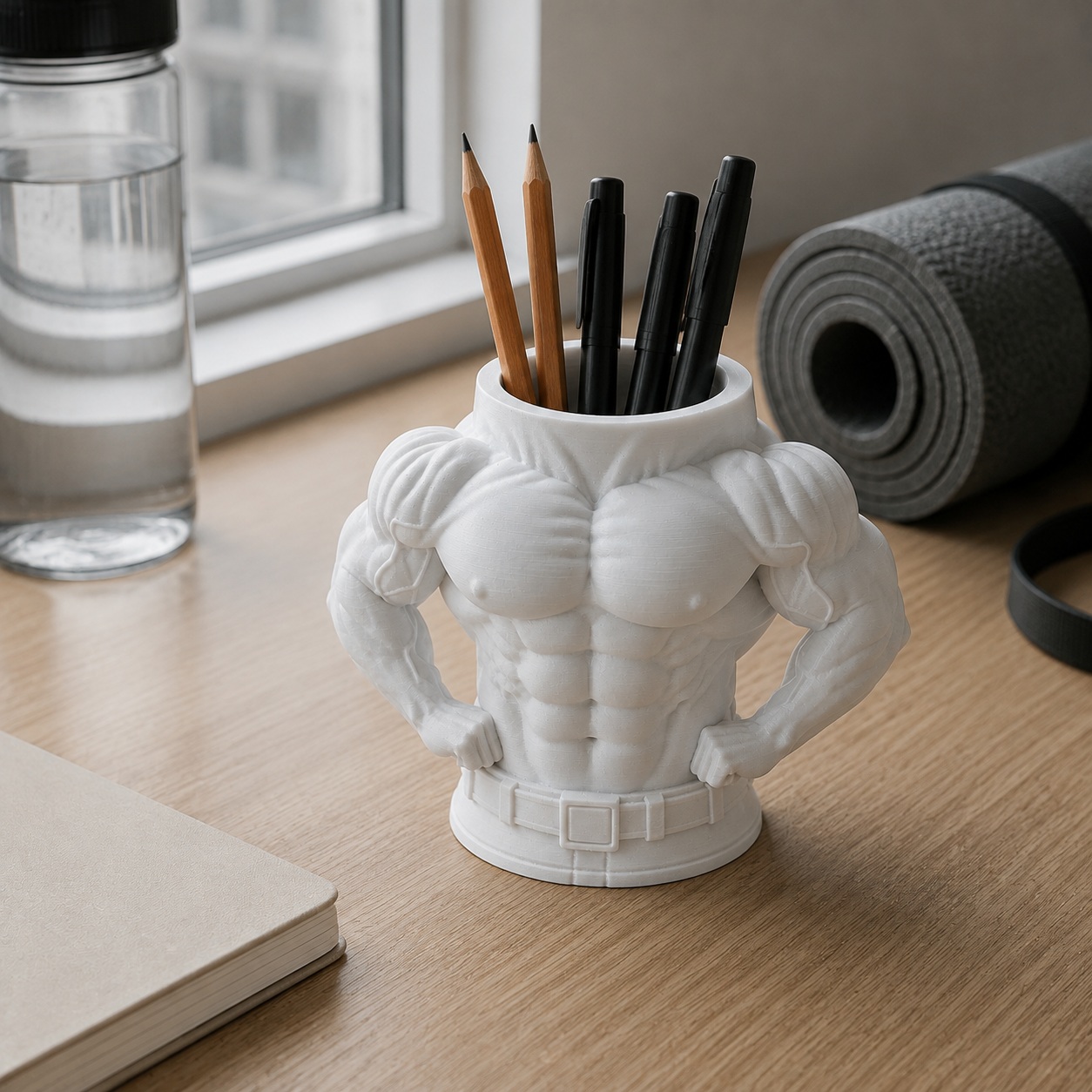 Porta-Canetas Torso de Fisiculturista Criandê Branco