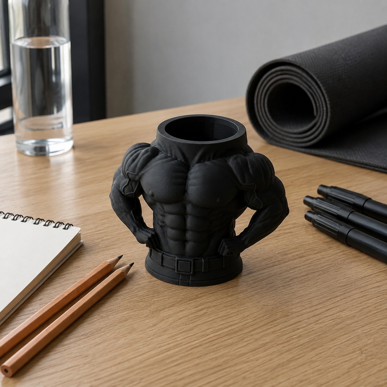 Porta-Canetas Torso de Fisiculturista Criandê Preto