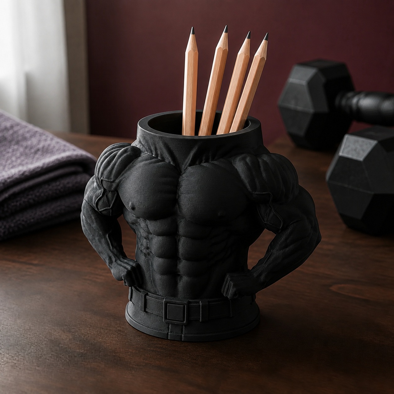 Porta-Canetas Torso de Fisiculturista Criandê Preto