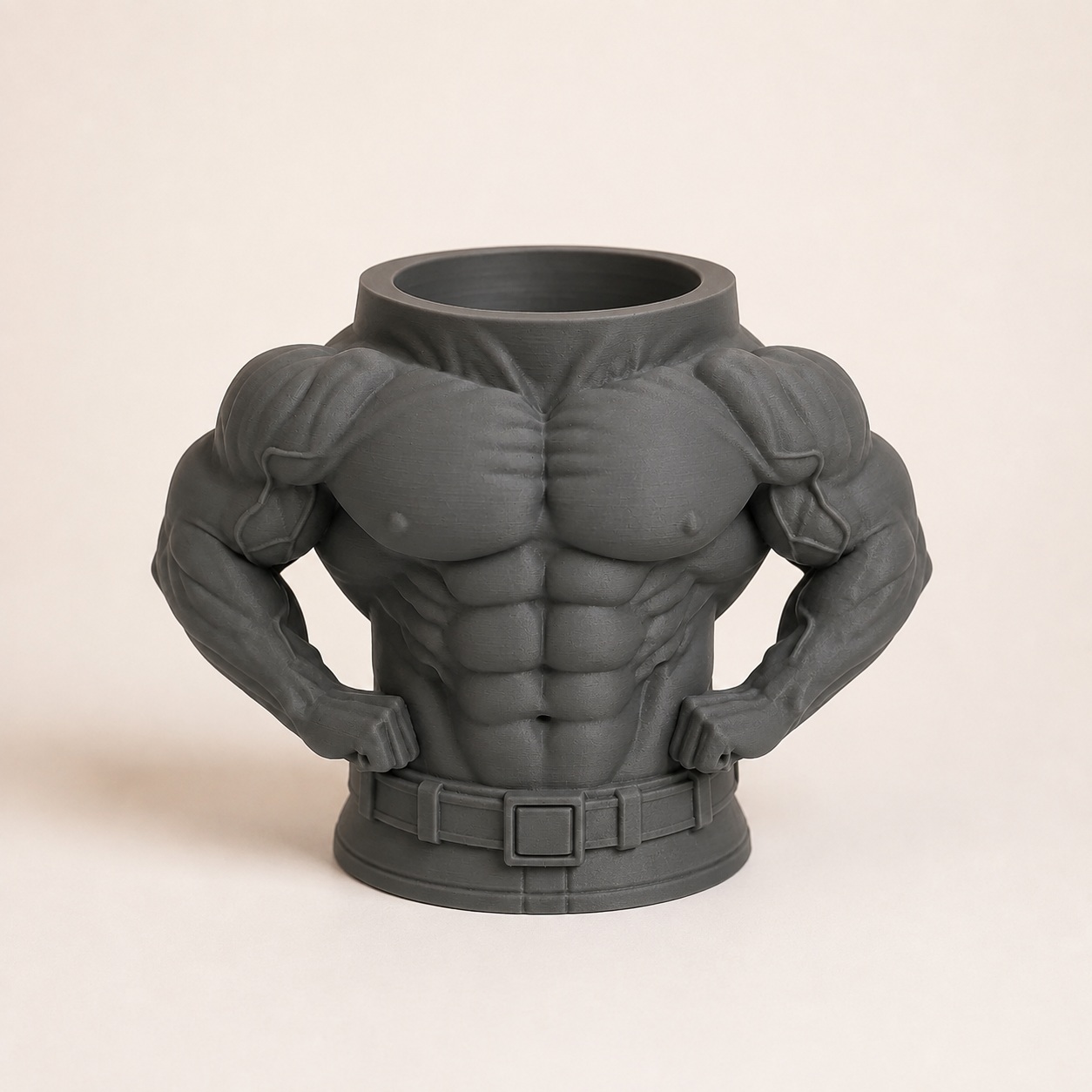 Porta-Canetas Torso de Fisiculturista Criandê Cinza