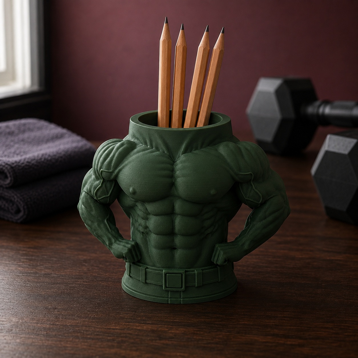 Porta-Canetas Torso de Fisiculturista Criandê Verde