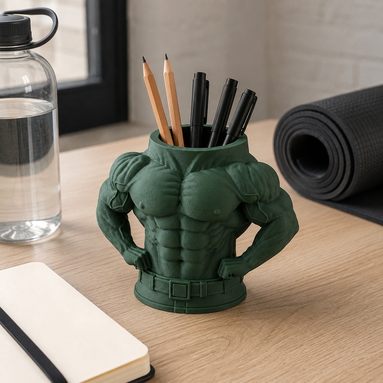 Porta-Canetas Torso de Fisiculturista Criandê Verde