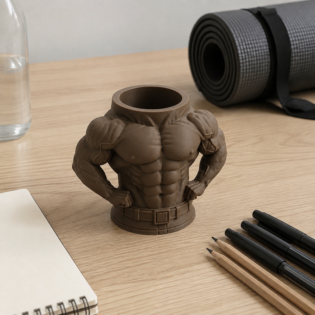 Porta-Canetas Torso de Fisiculturista Criandê Wood