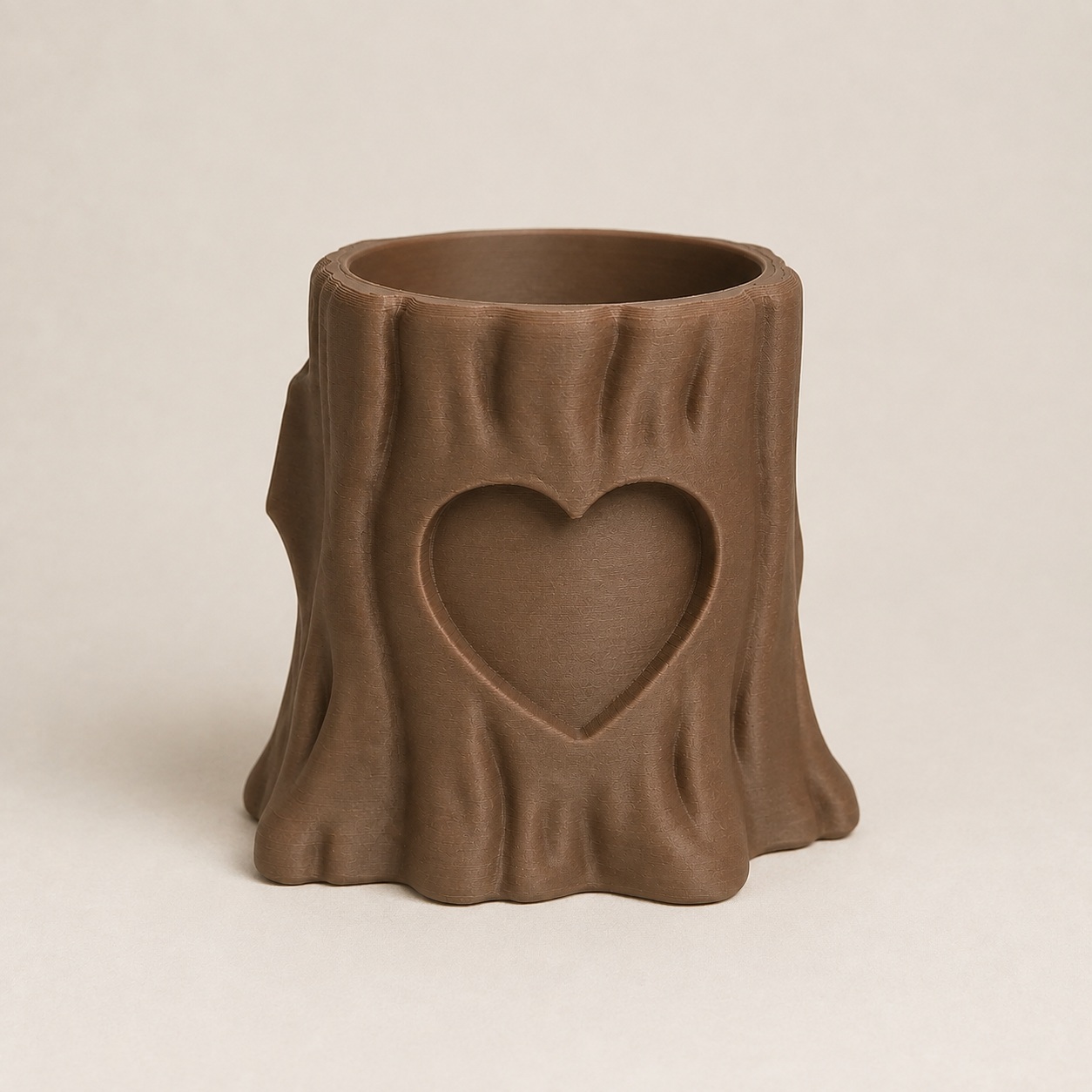 Porta-Canetas Tronco com Coração Criandê Wood