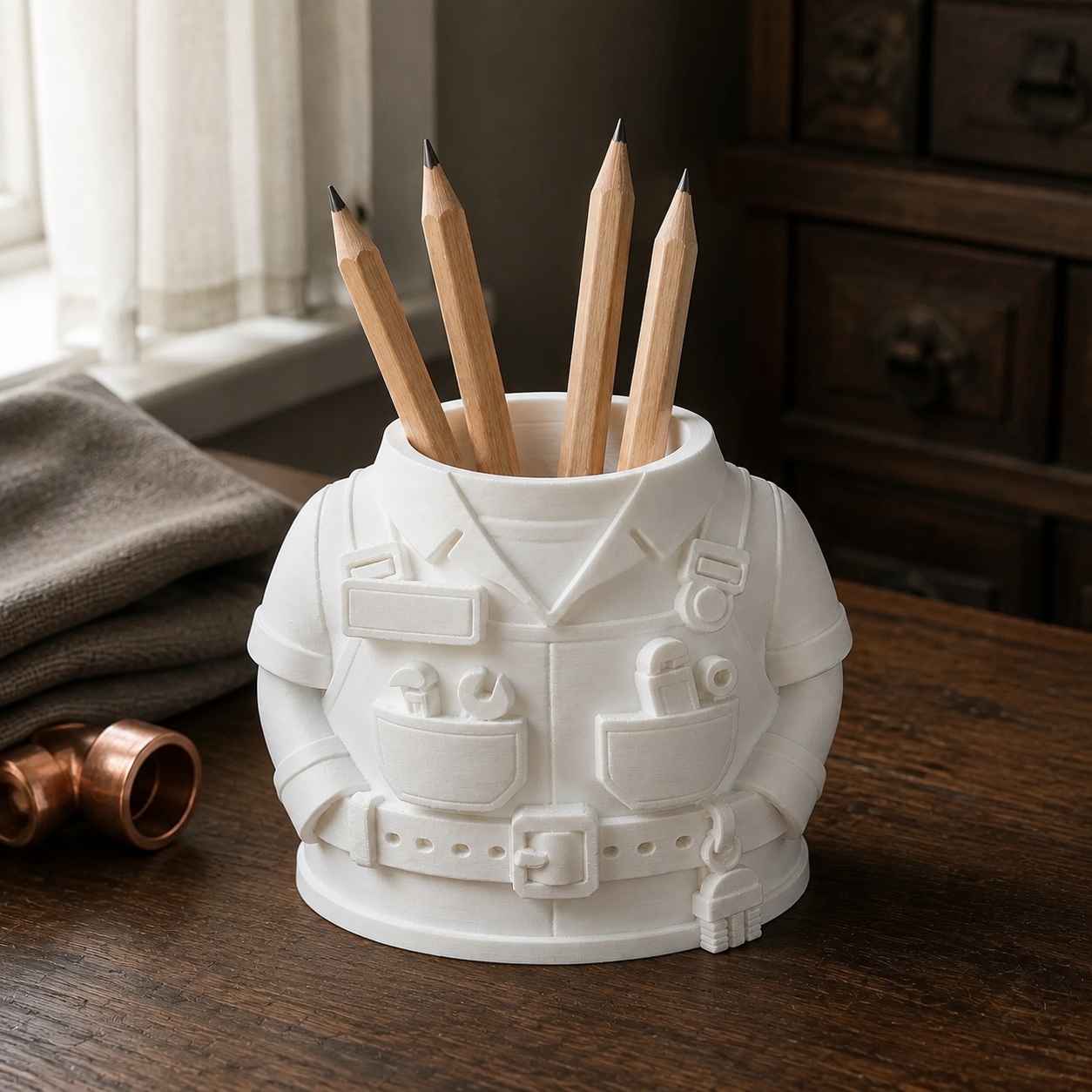 Porta-Canetas Uniforme de Encanador Criandê Branco