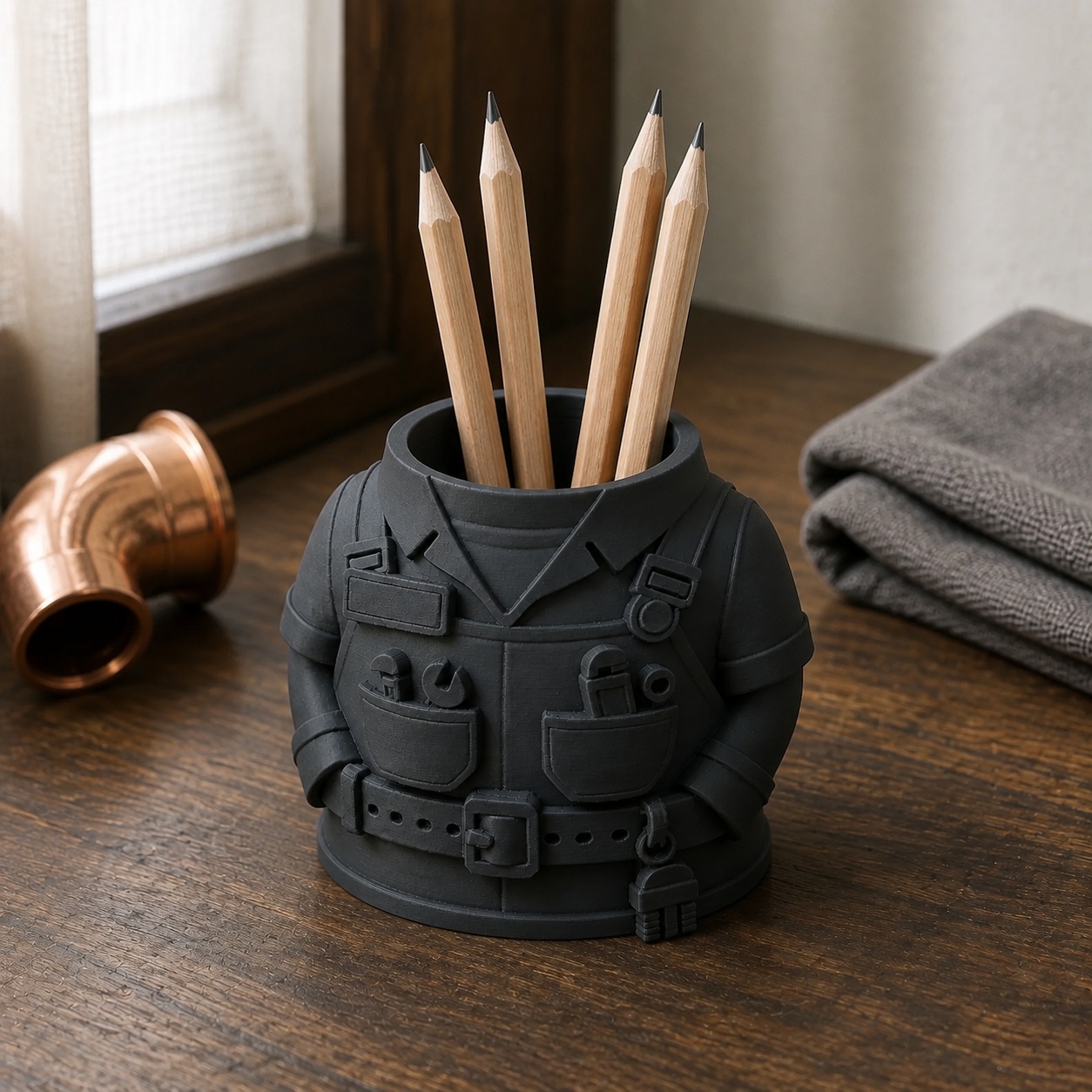 Porta-Canetas Uniforme de Encanador Criandê Preto