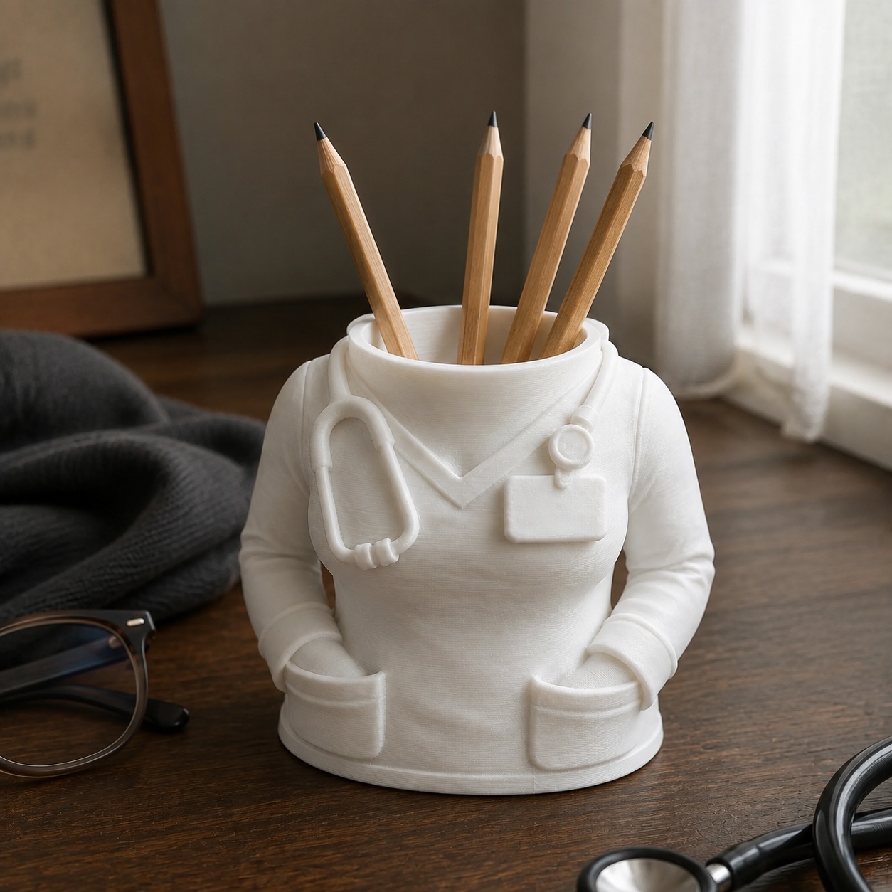 Porta-Canetas Jaleco de Médico Criandê Branco