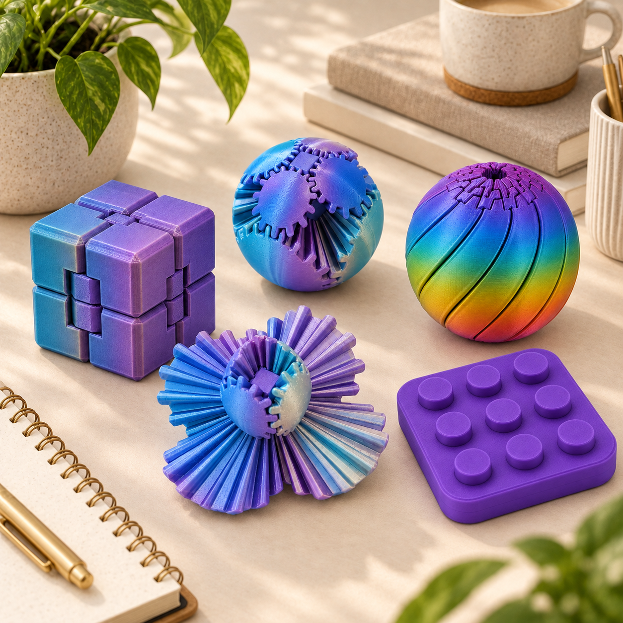 Kit Sensorial Antiestresse Criandê com 4 Fidget Toys | Kit Zen