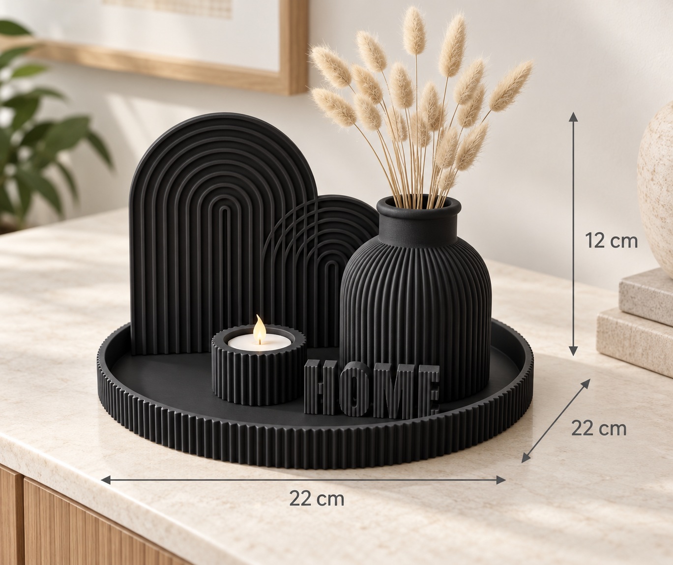 Kit decorativo Home Completo Criandê Preto 5 pcs