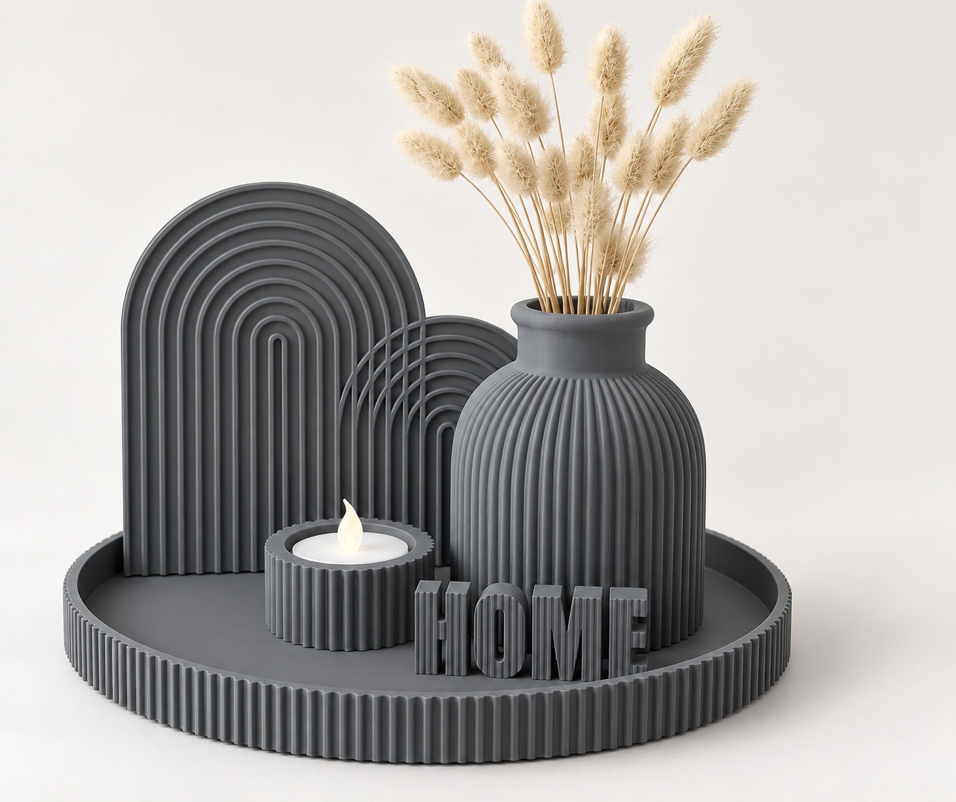 Kit decorativo Home Completo Criandê Cinza 5 pcs