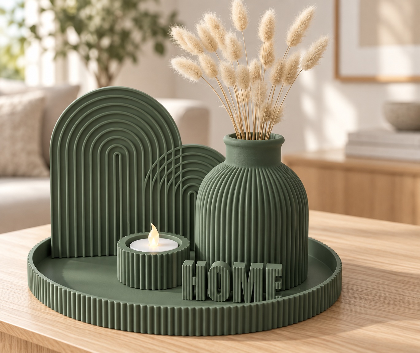 Kit decorativo Home Completo Criandê Verde 5 pcs