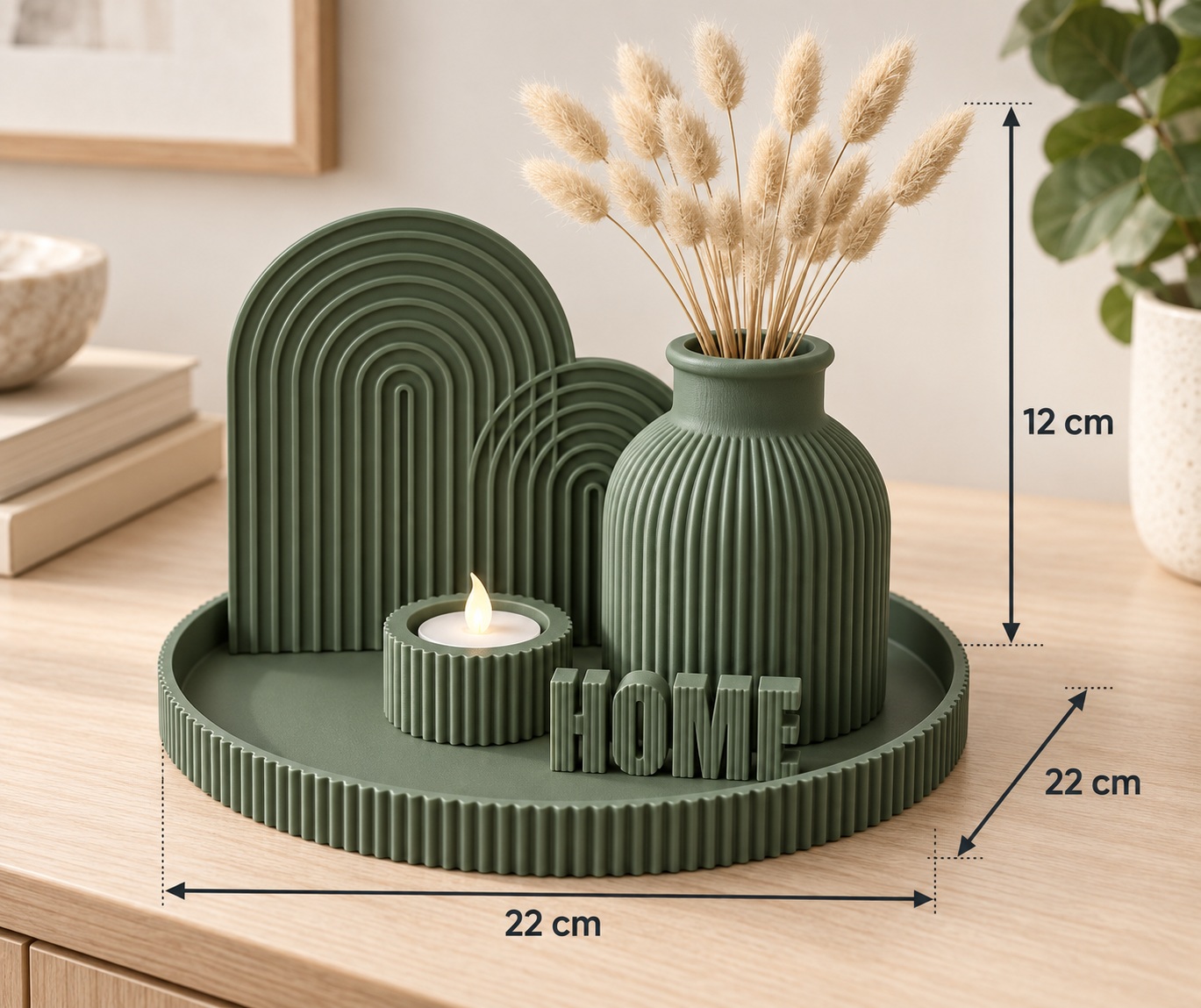 Kit decorativo Home Completo Criandê Verde 5 pcs