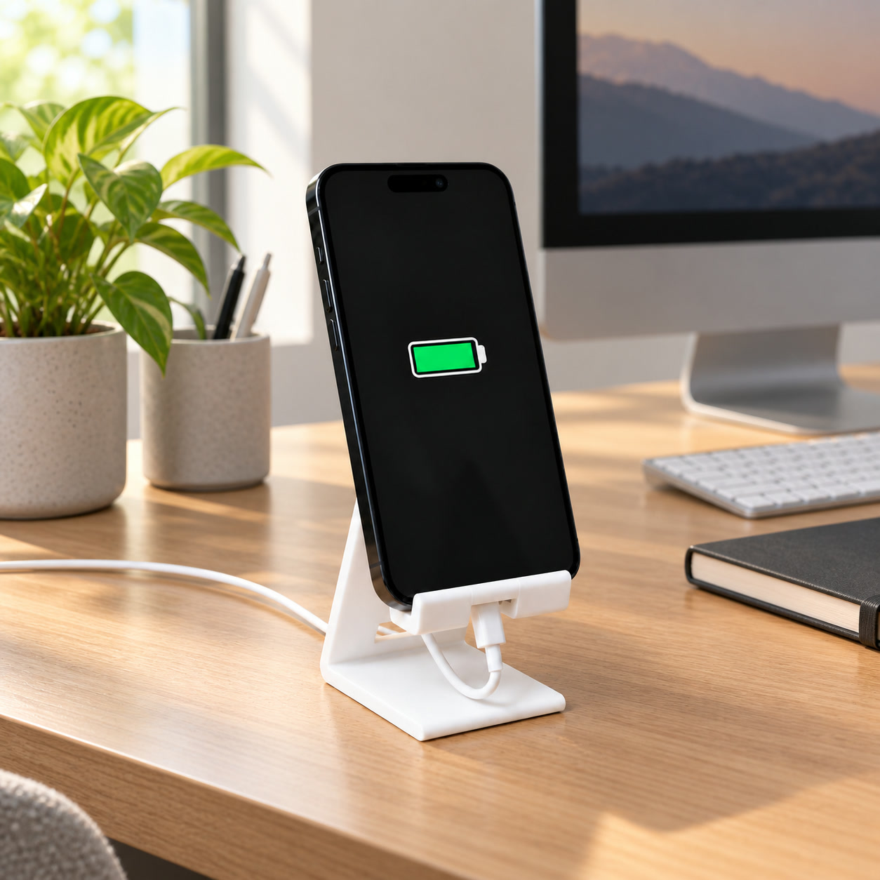 Suporte para Celular com Passagem para Cabo Criandê Branco