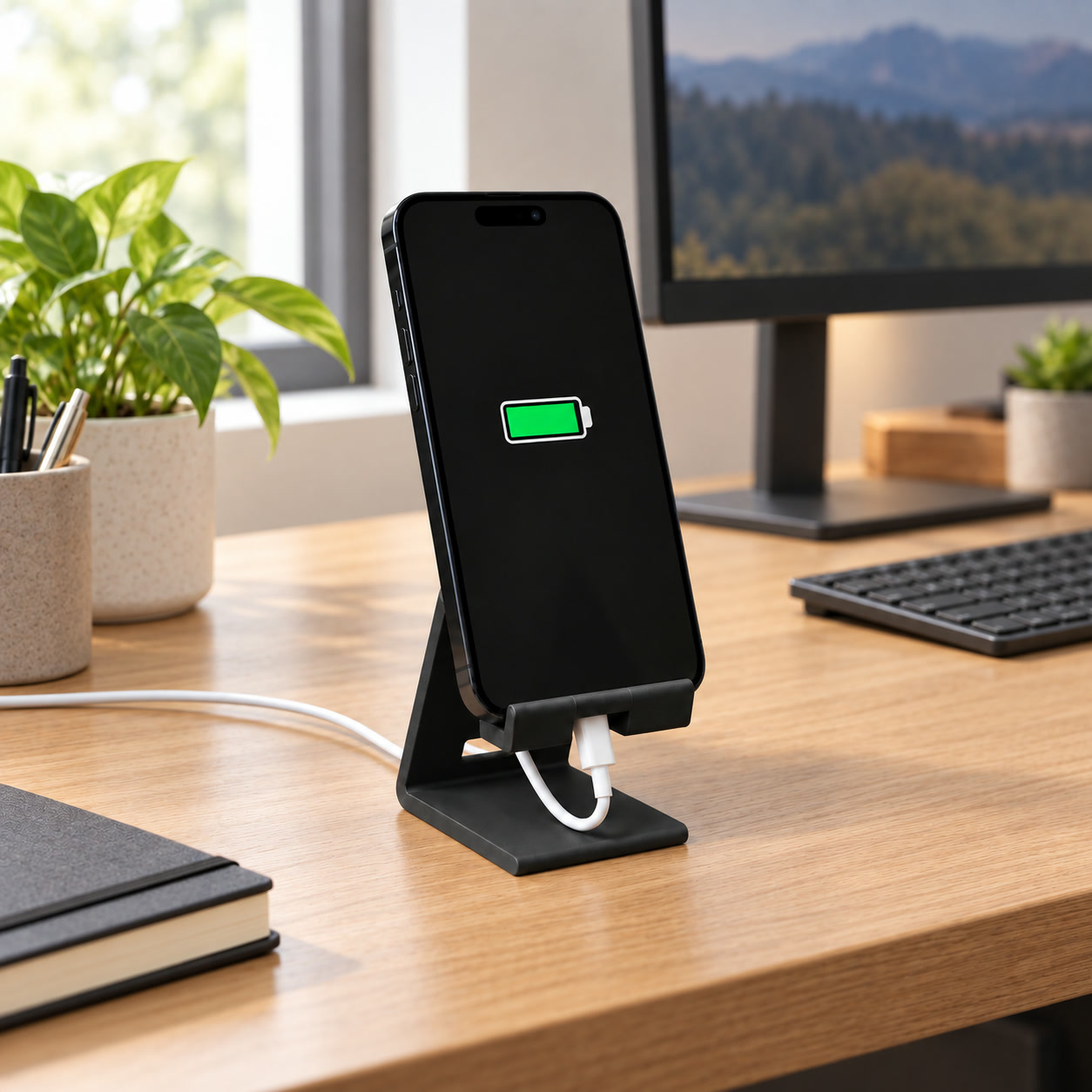 Suporte para Celular com Passagem para Cabo Criandê Preto