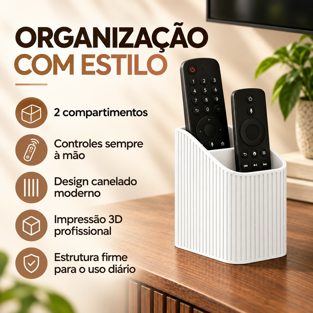 Porta-Controle Linea Canelado Criandê Branco