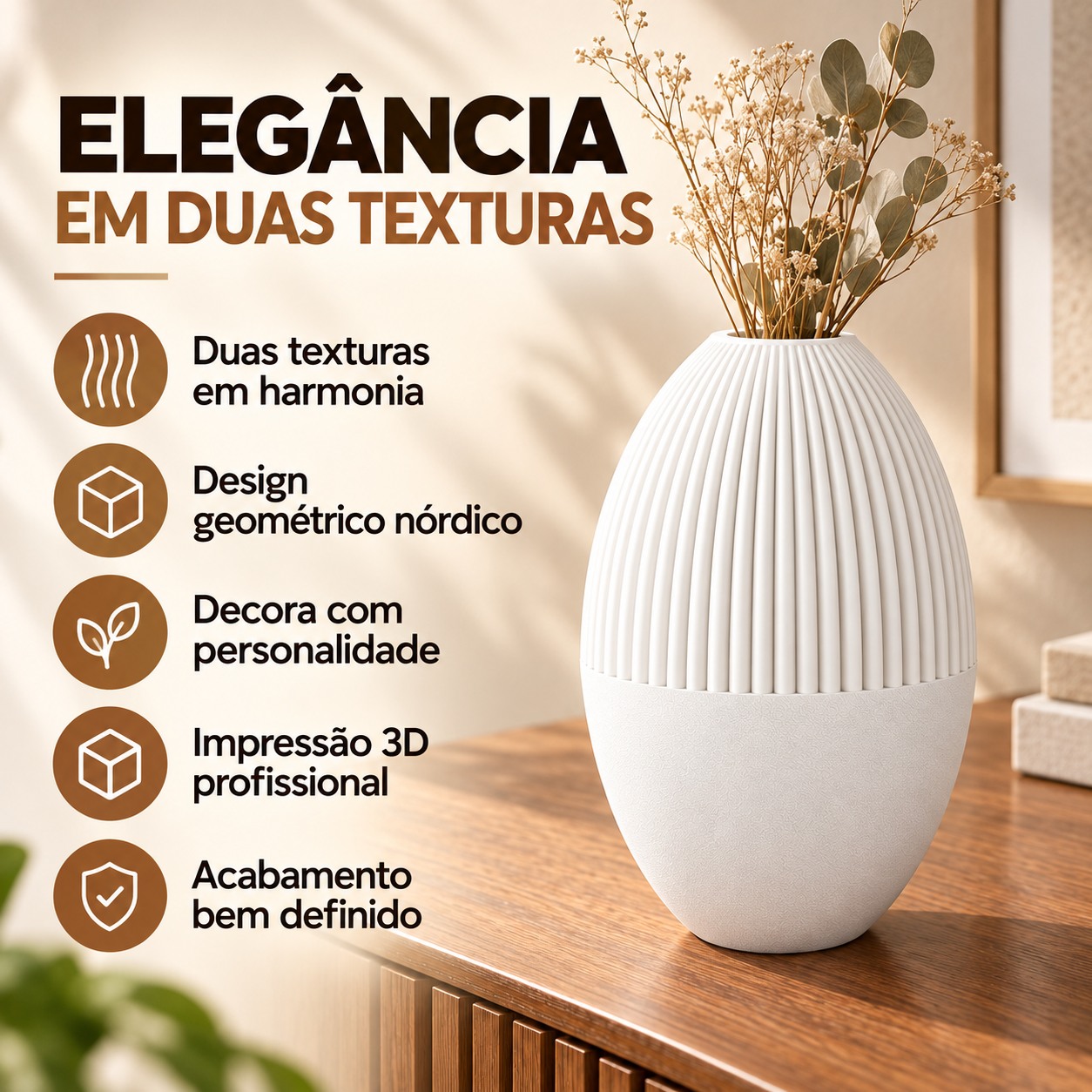 Vaso Julian Geométrico Criandê Branco