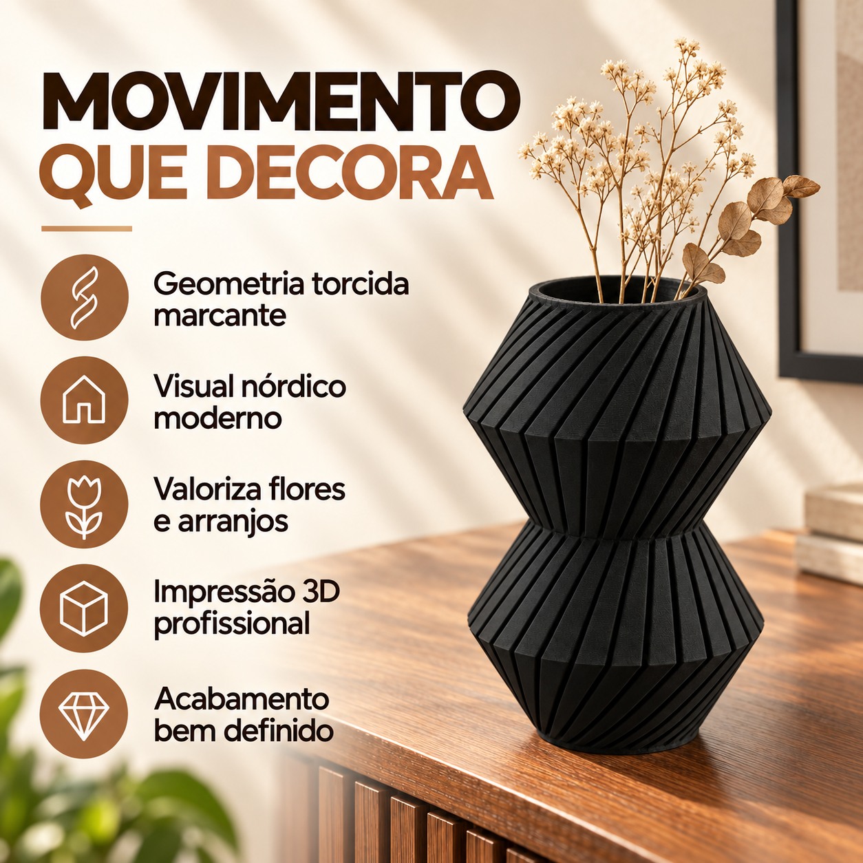 Vaso Roby Torcido Criandê Preto