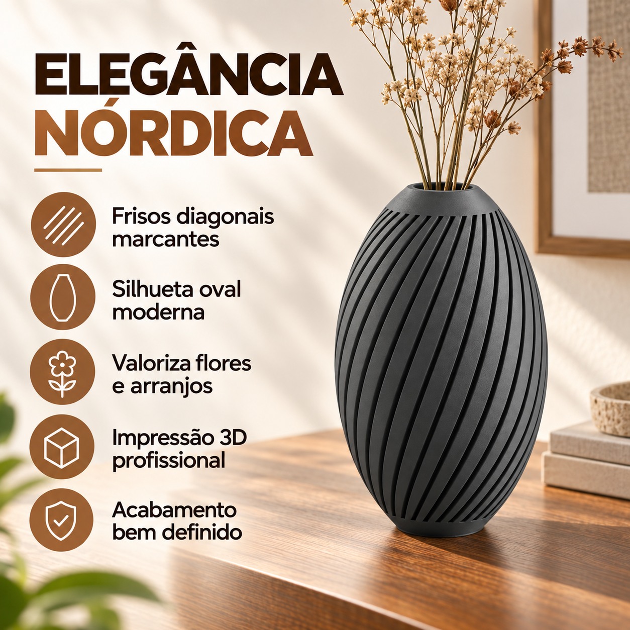 Vaso Karen Nórdico Criandê Cinza