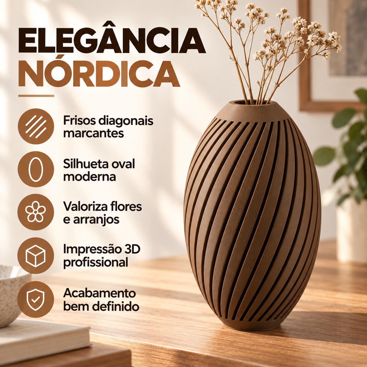 Vaso Karen Nórdico Criandê Wood