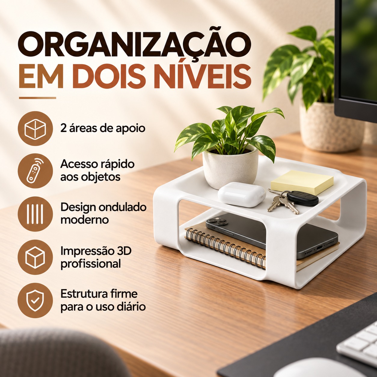 Bandeja Organizadora James Ondulada Criandê Branco