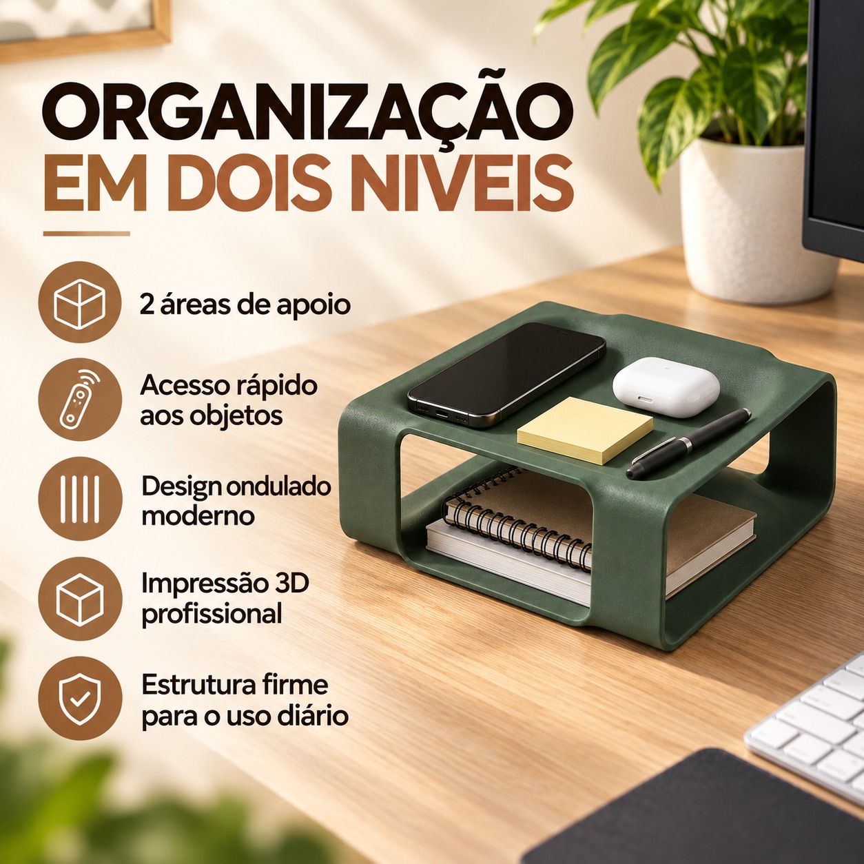 Bandeja Organizadora James Ondulada Criandê Verde