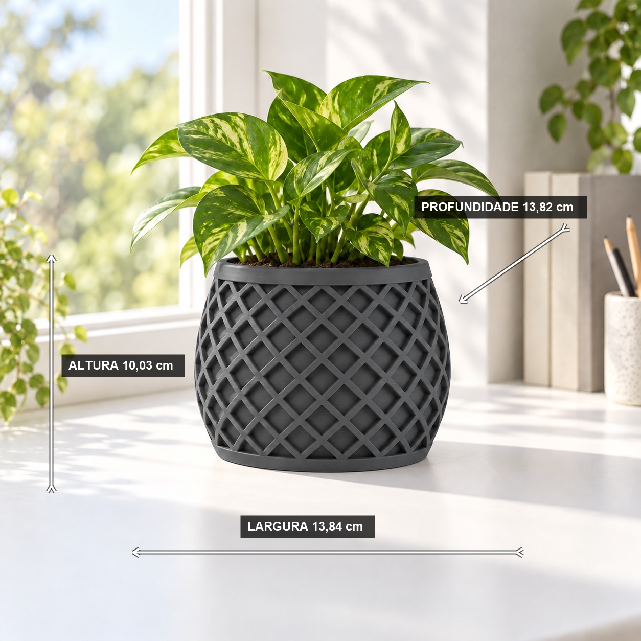Vaso X Planter Geométrico Criandê Cinza