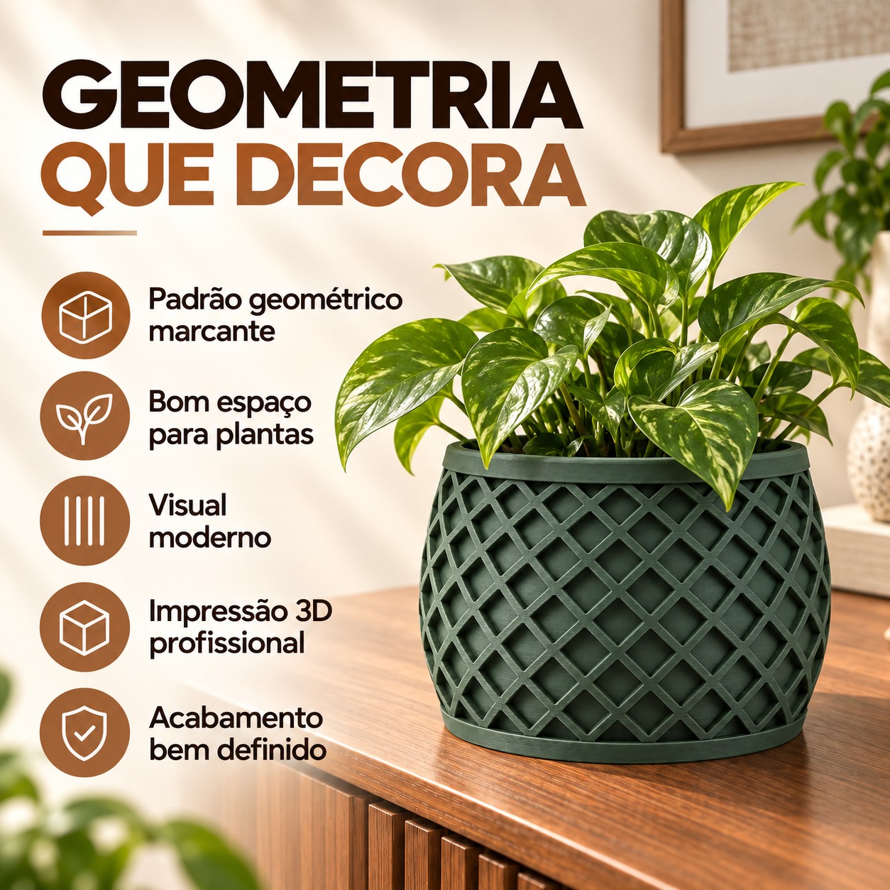 Vaso X Planter Geométrico Criandê Verde