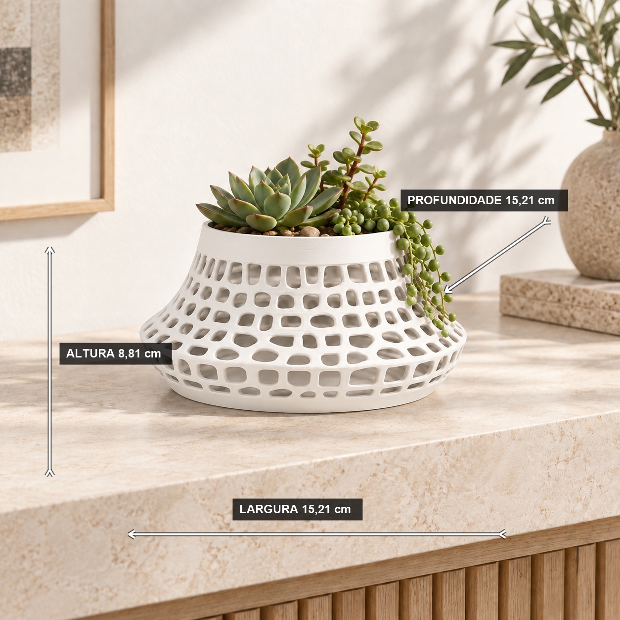 Vaso Karen Voronoi Baixo Criandê Branco