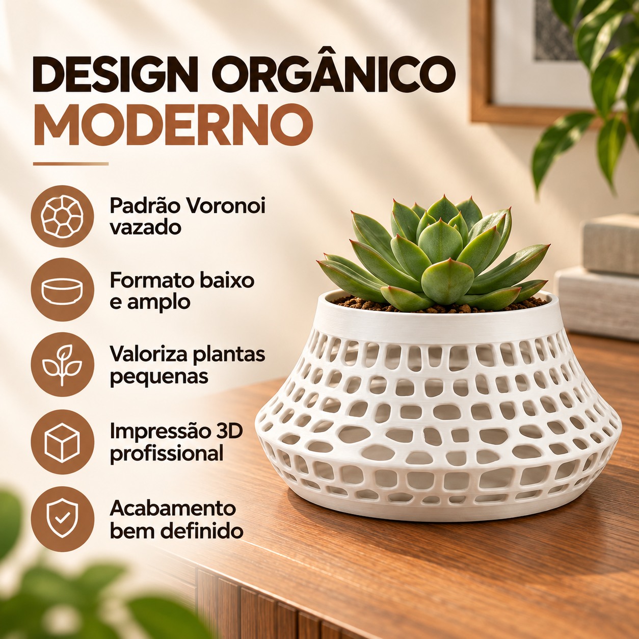 Vaso Karen Voronoi Baixo Criandê Branco