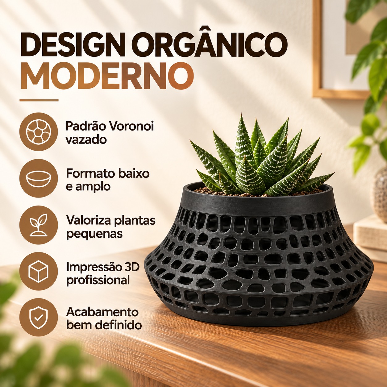 Vaso Karen Voronoi Baixo Criandê Preto
