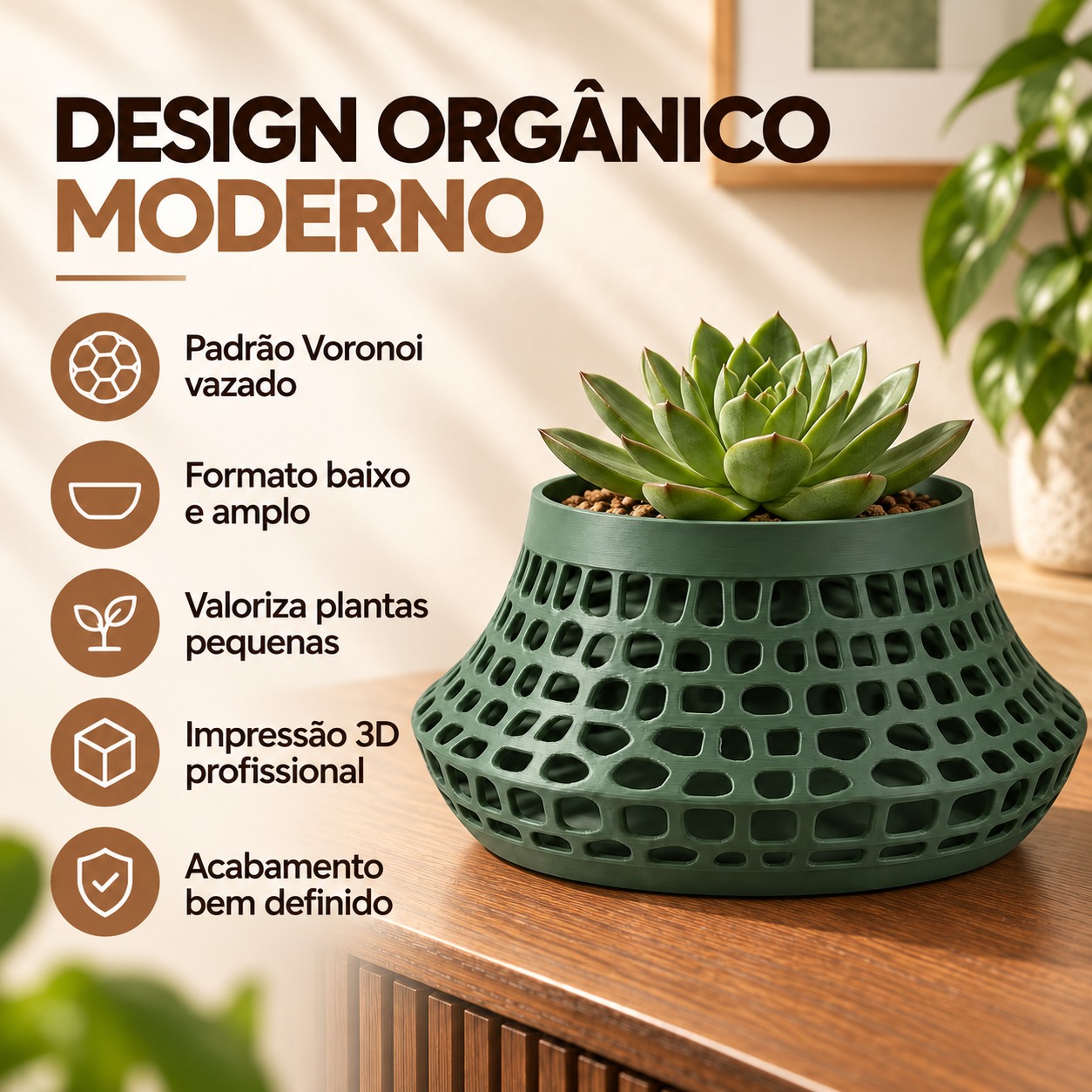 Vaso Karen Voronoi Baixo Criandê Verde