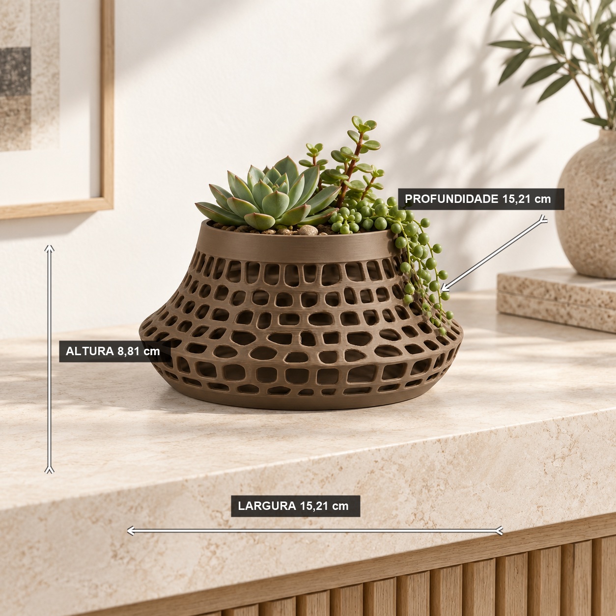 Vaso Karen Voronoi Baixo Criandê Wood