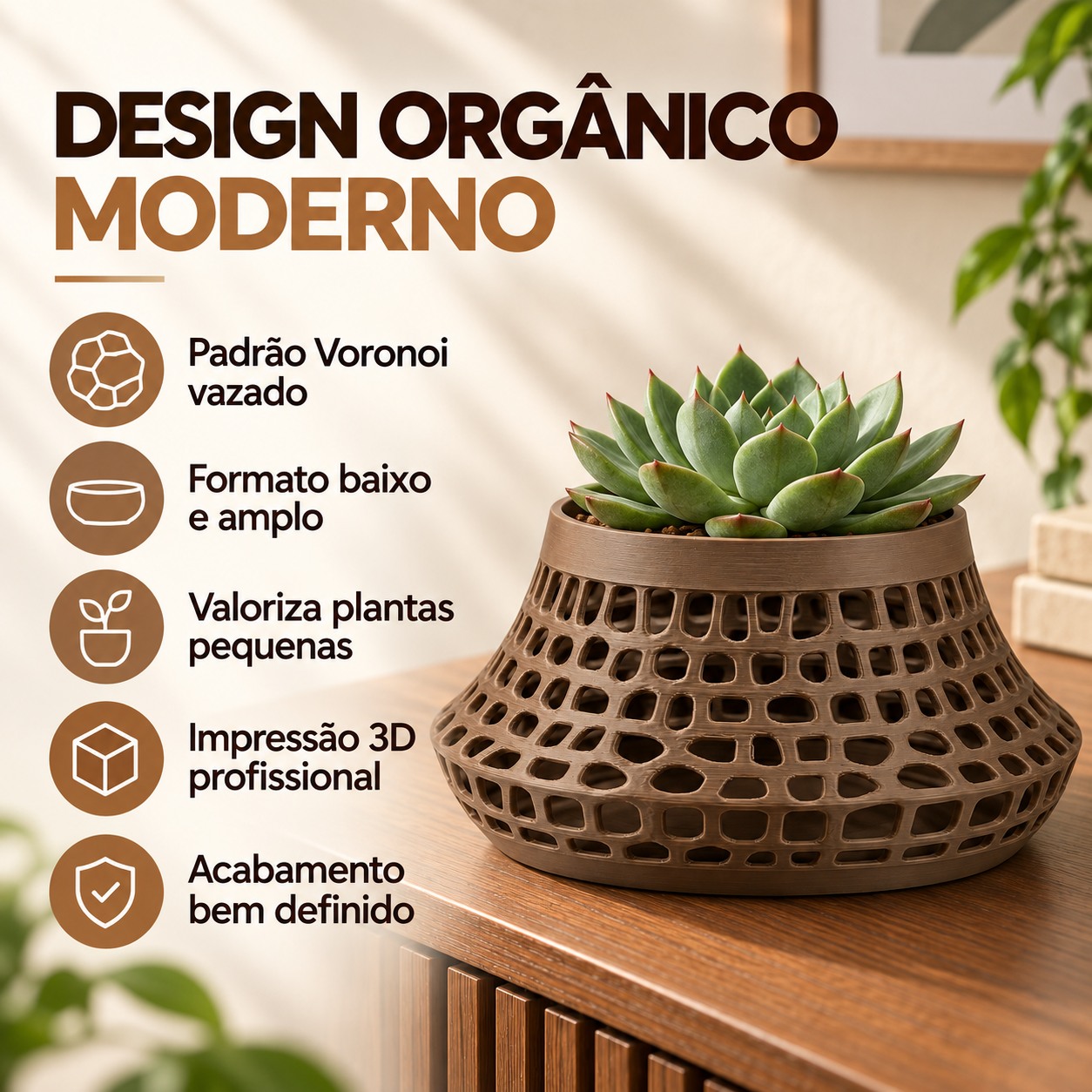 Vaso Karen Voronoi Baixo Criandê Wood