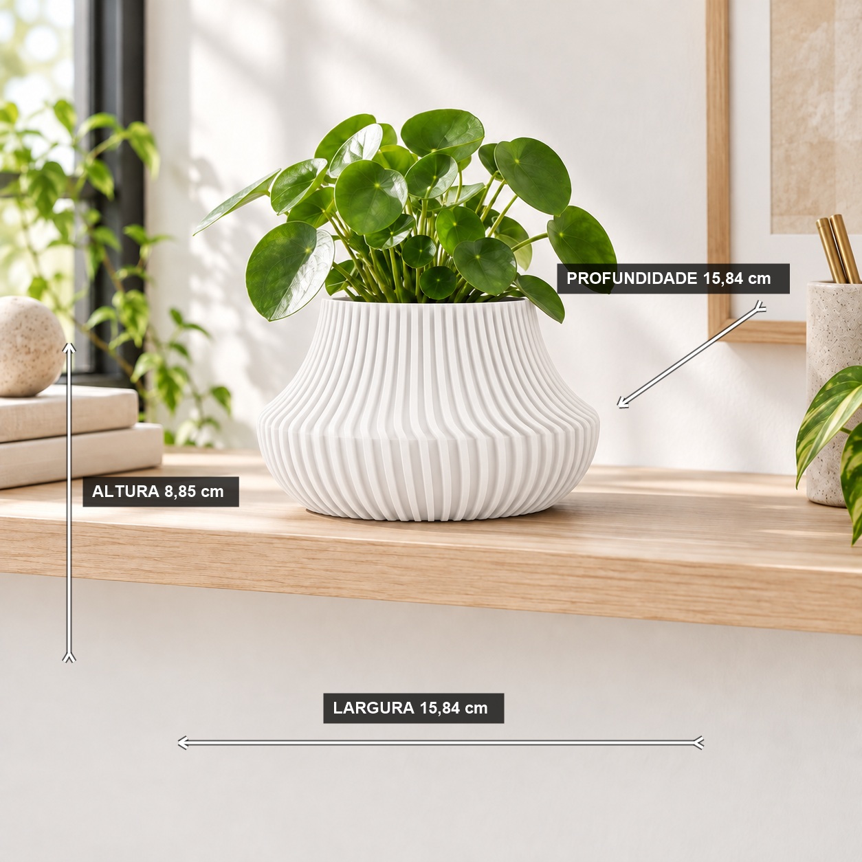 Vaso de Planta Canelado Aurora Criandê Branco