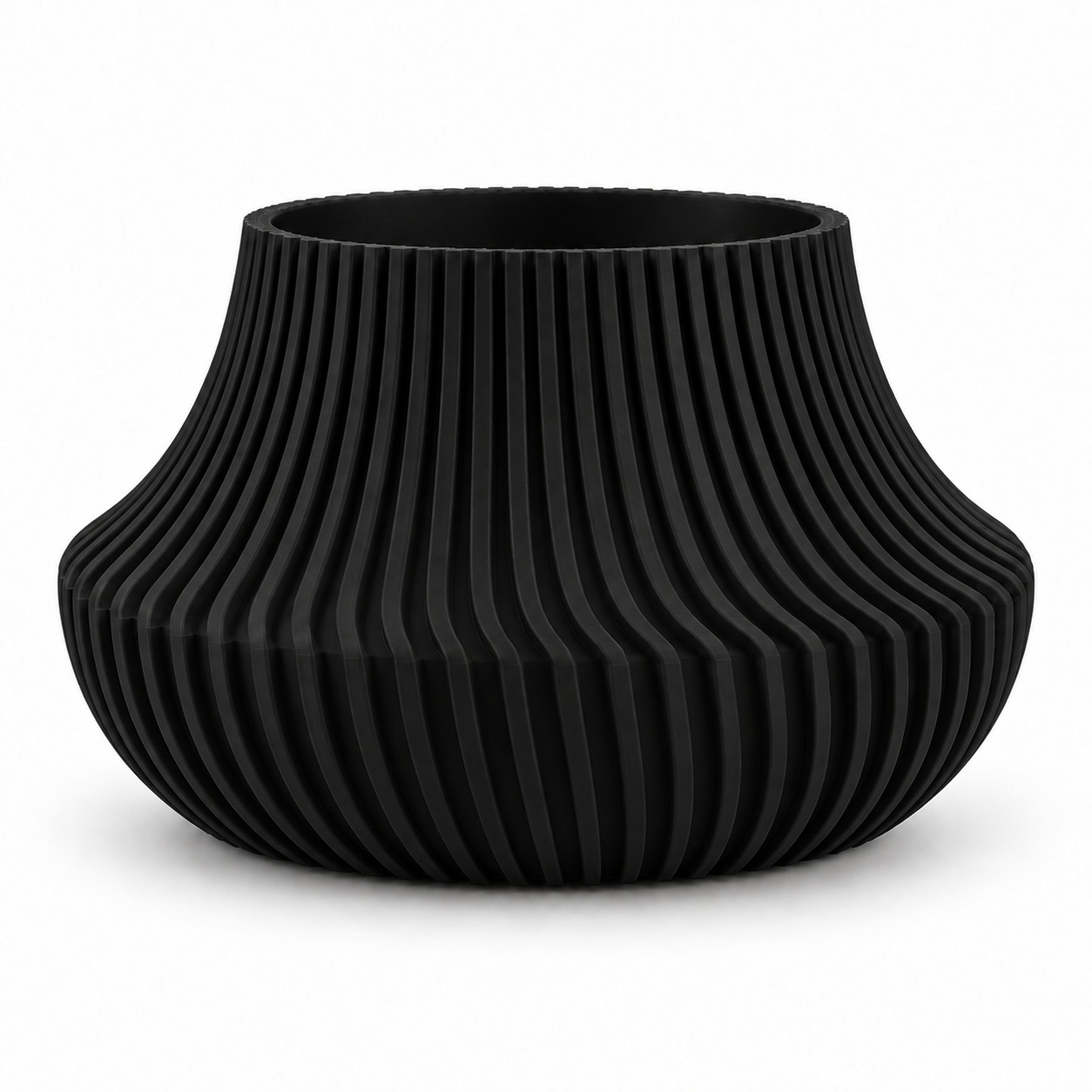 Vaso de Planta Canelado Aurora Criandê Preto