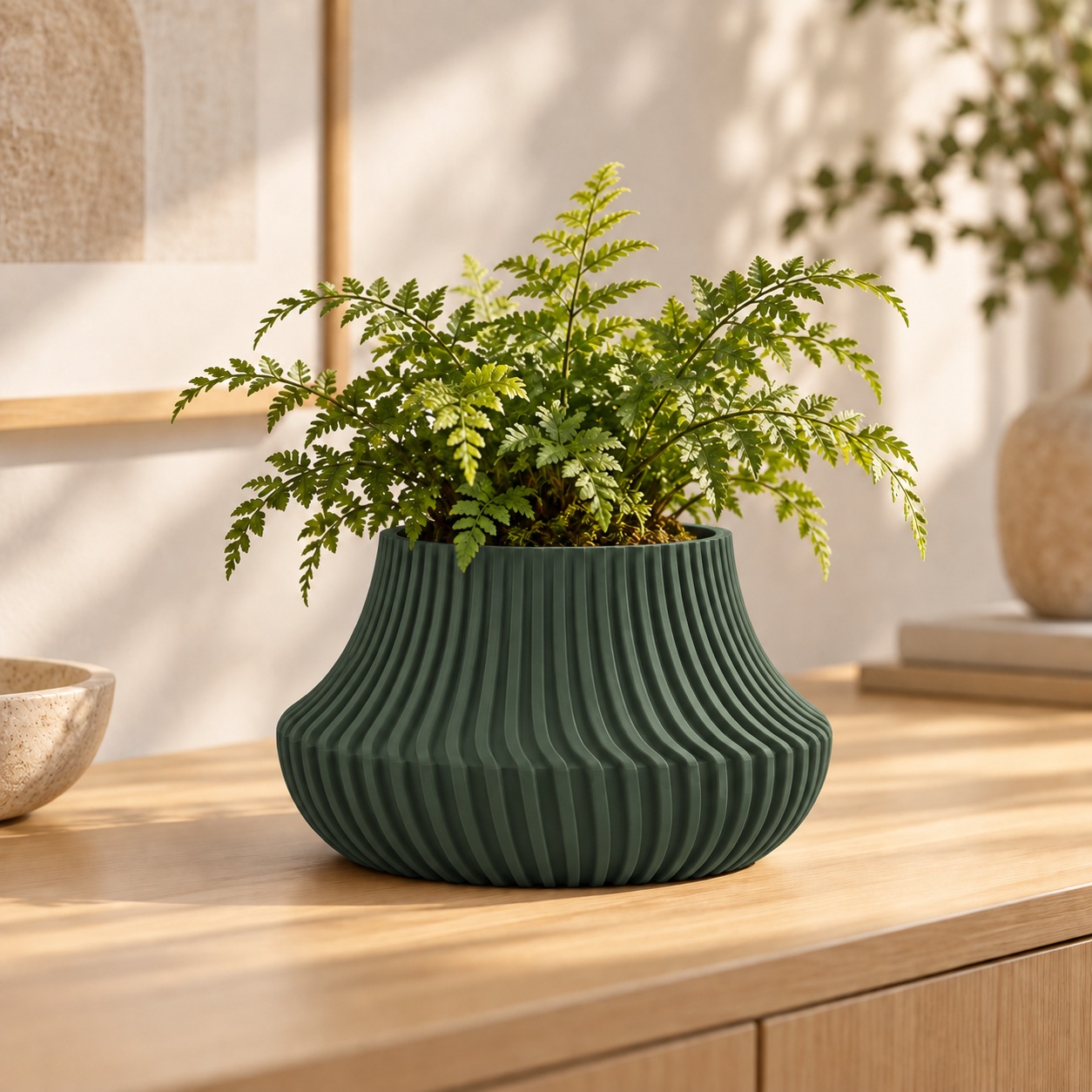 Vaso de Planta Canelado Aurora Criandê Verde