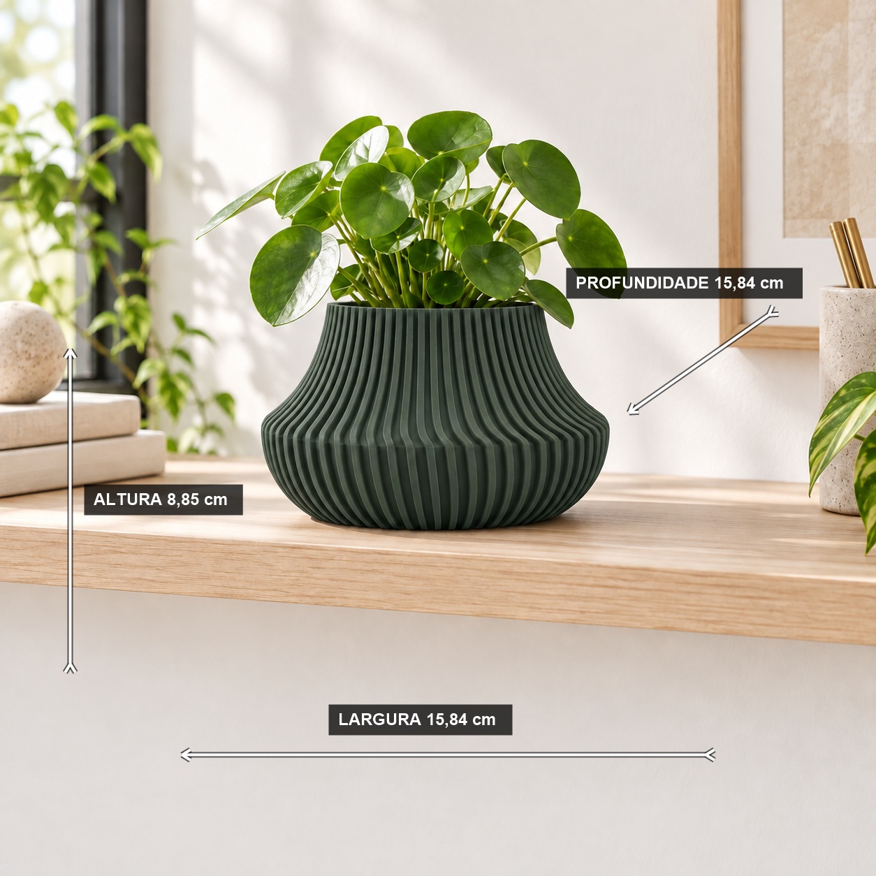 Vaso de Planta Canelado Aurora Criandê Verde