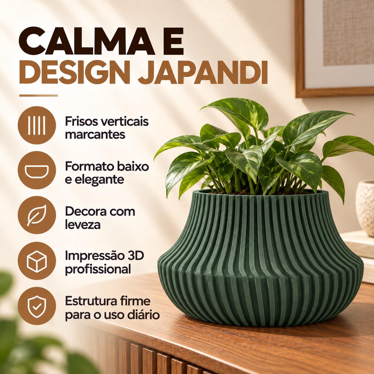 Vaso de Planta Canelado Aurora Criandê Verde