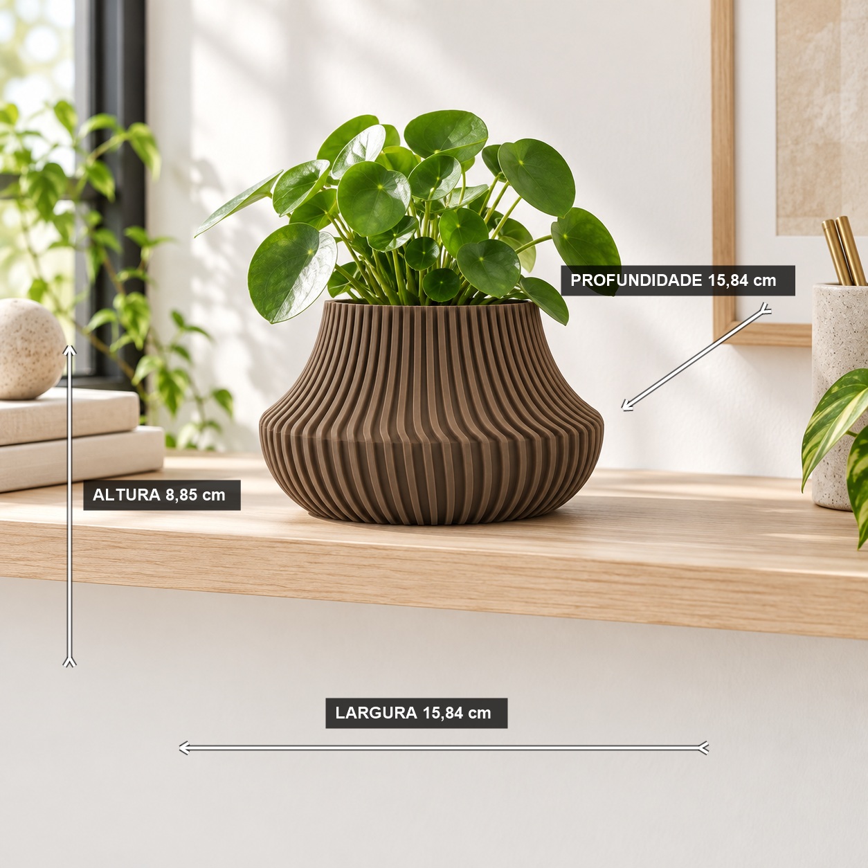 Vaso de Planta Canelado Aurora Criandê Wood
