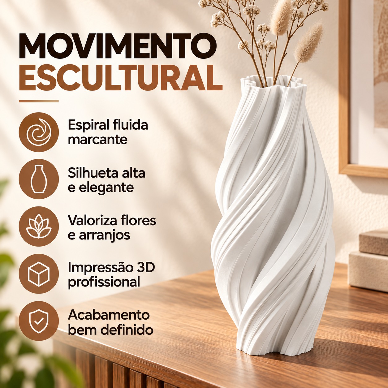 Vaso Espiral Margaret Criandê Branco