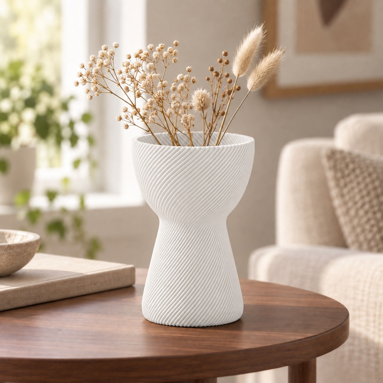 Vaso Ampulheta Espiral Criandê Branco