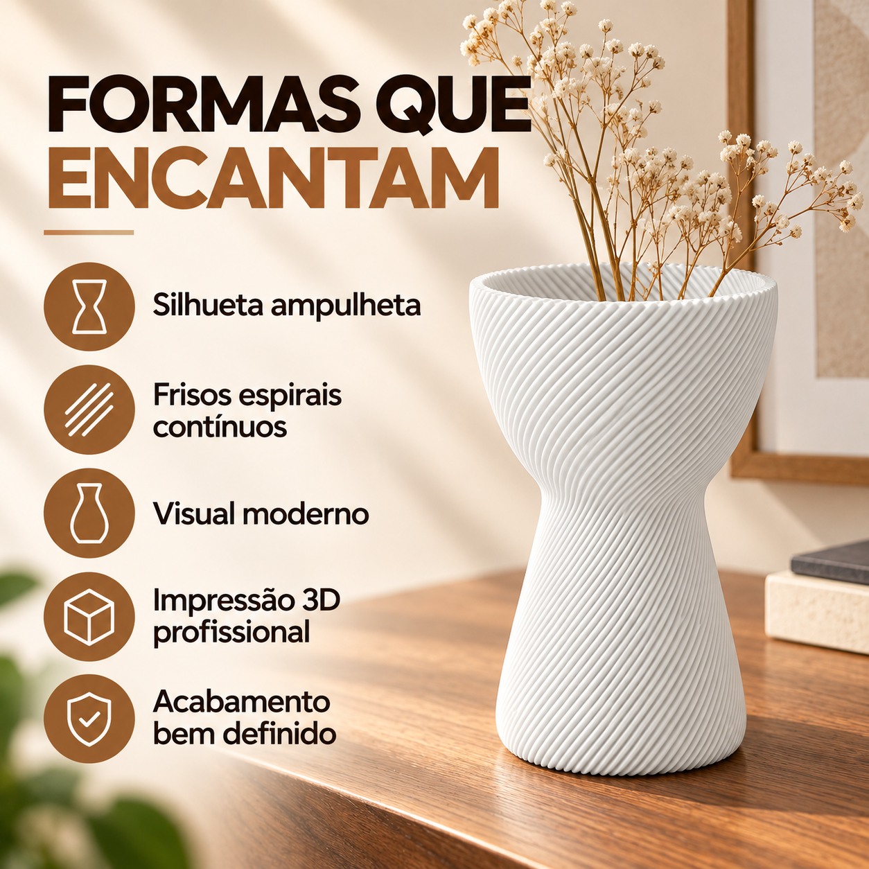 Vaso Ampulheta Espiral Criandê Branco