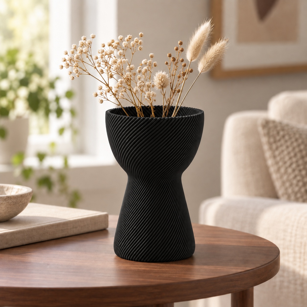 Vaso Ampulheta Espiral Criandê Preto