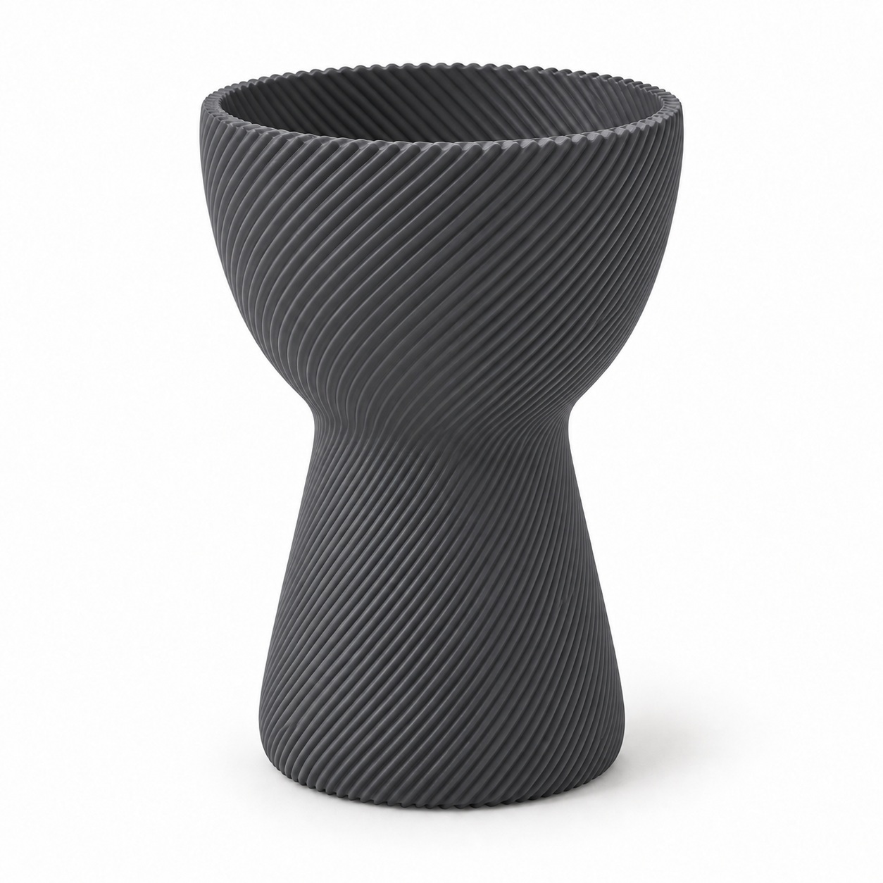 Vaso Ampulheta Espiral Criandê Cinza
